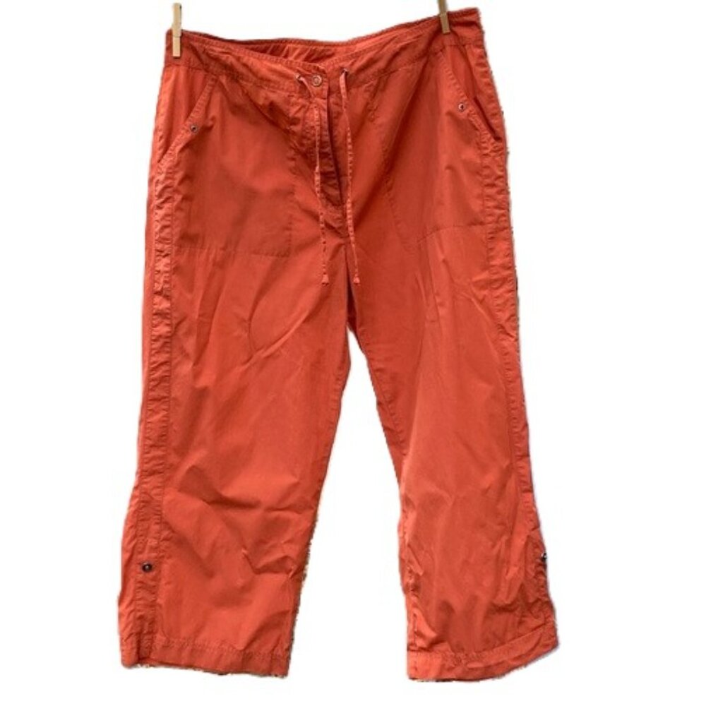CHICOS Orange Pants Roll Up Capri Wide Leg Pants Womens XL